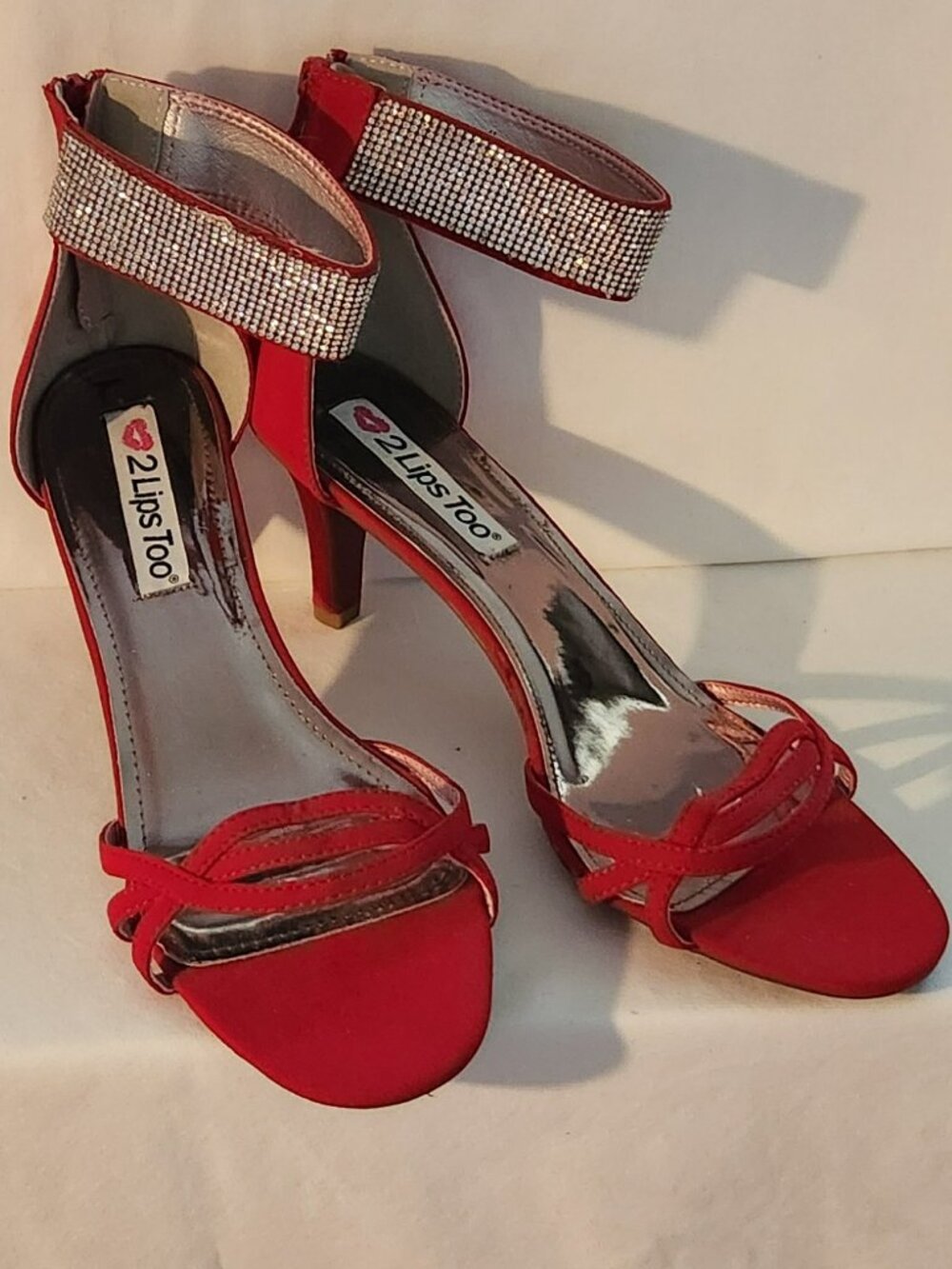2 Lips Too heeled strappy sandals sz 11 red GUC